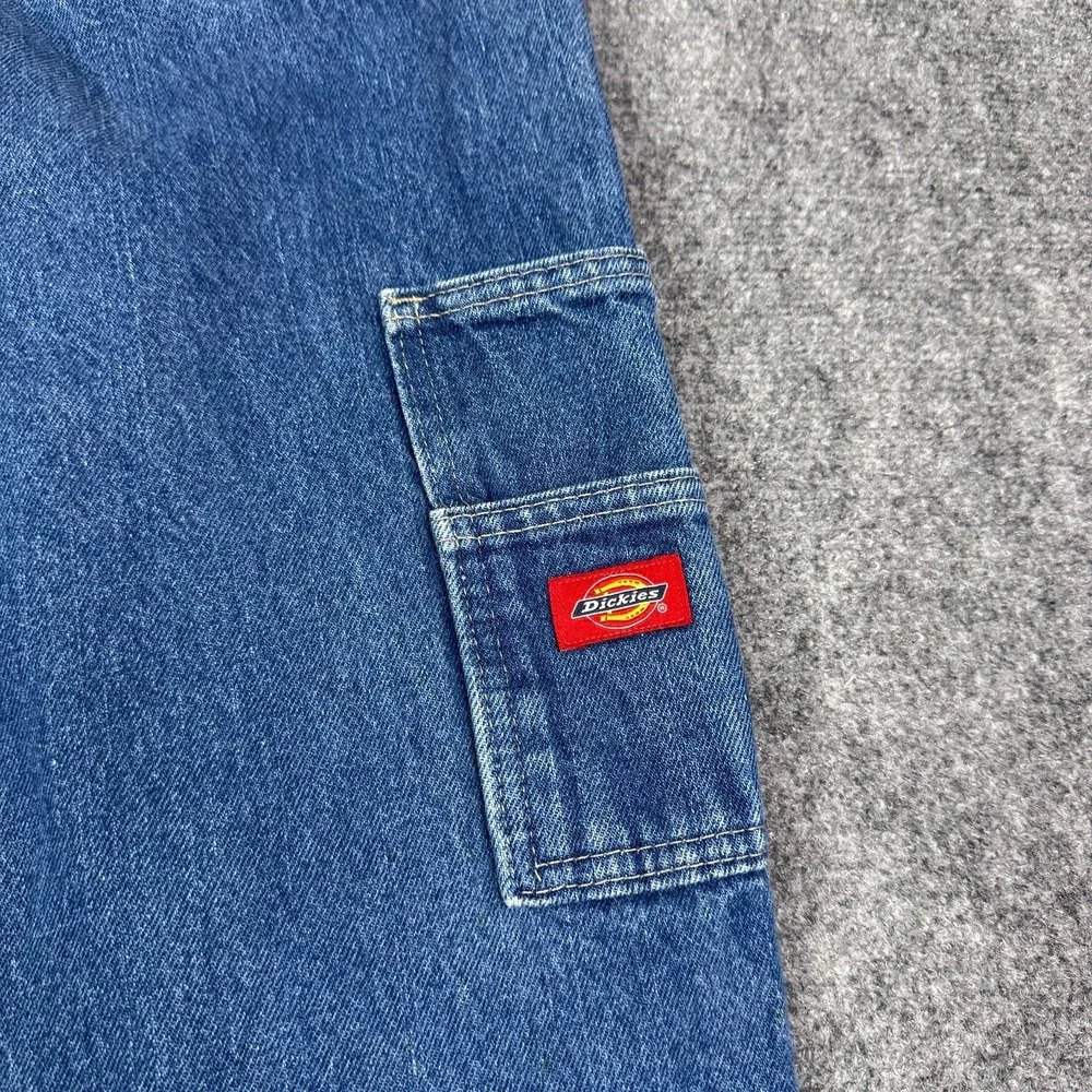 Dickies Mens Carpenter Jeans 36x34 Double Knee Blue Denim Workwear Distressed